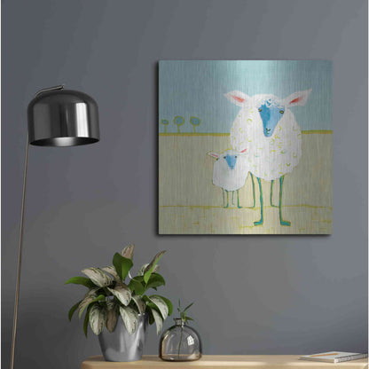 Luxe Metal Art 'Colorful Sheep' by Phyllis Adams, Metal Wall Art,24x24