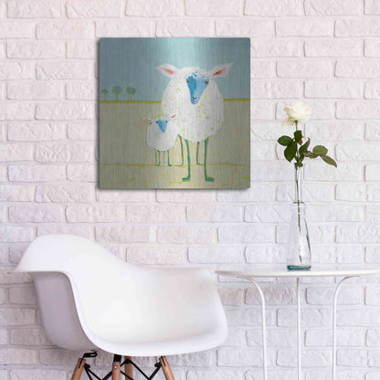 Luxe Metal Art 'Colorful Sheep' by Phyllis Adams, Metal Wall Art,24x24