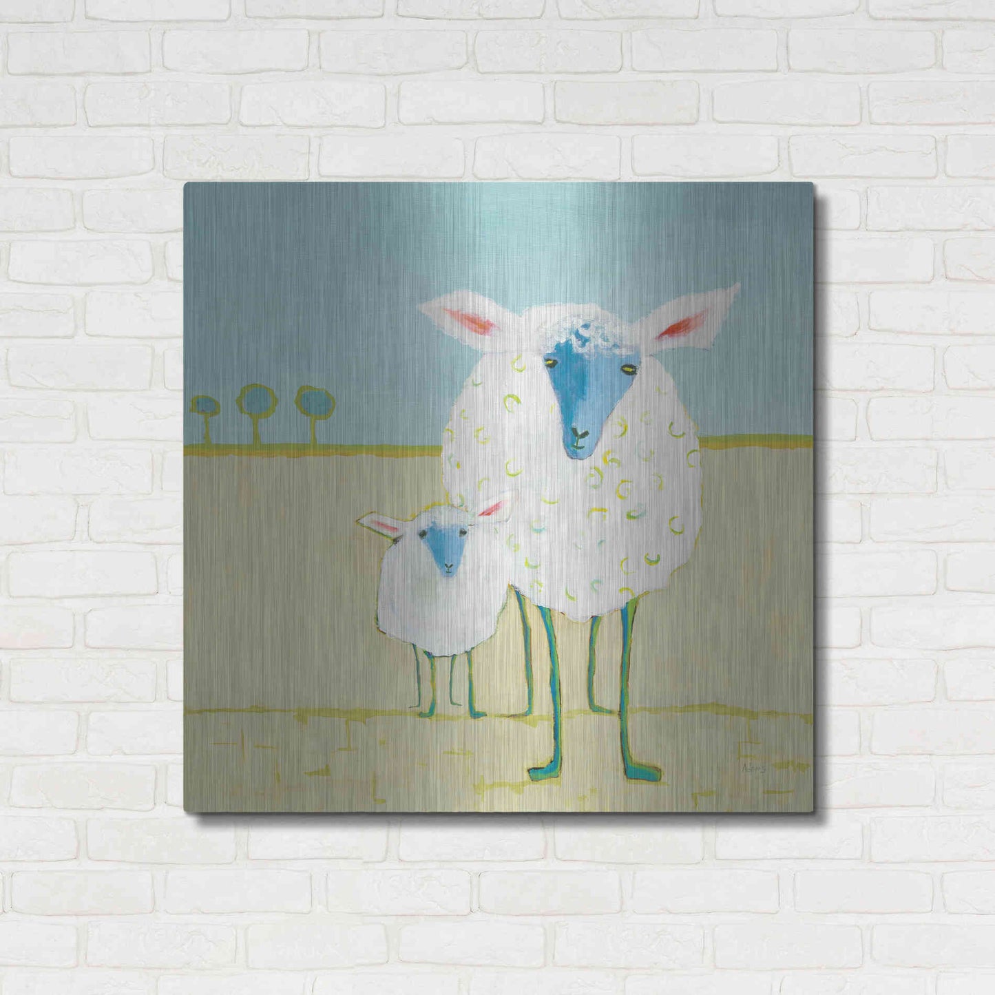 Luxe Metal Art 'Colorful Sheep' by Phyllis Adams, Metal Wall Art,36x36