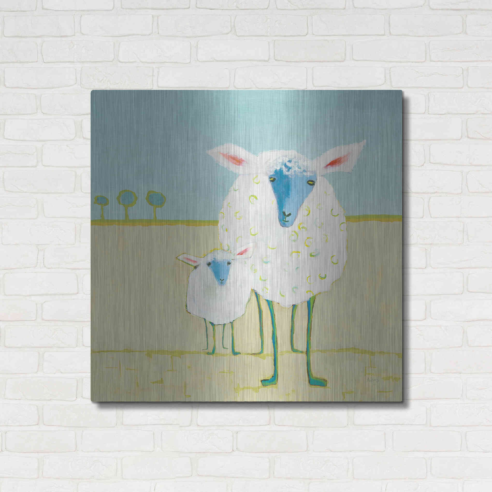Luxe Metal Art 'Colorful Sheep' by Phyllis Adams, Metal Wall Art,36x36