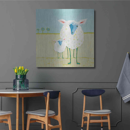 Luxe Metal Art 'Colorful Sheep' by Phyllis Adams, Metal Wall Art,36x36