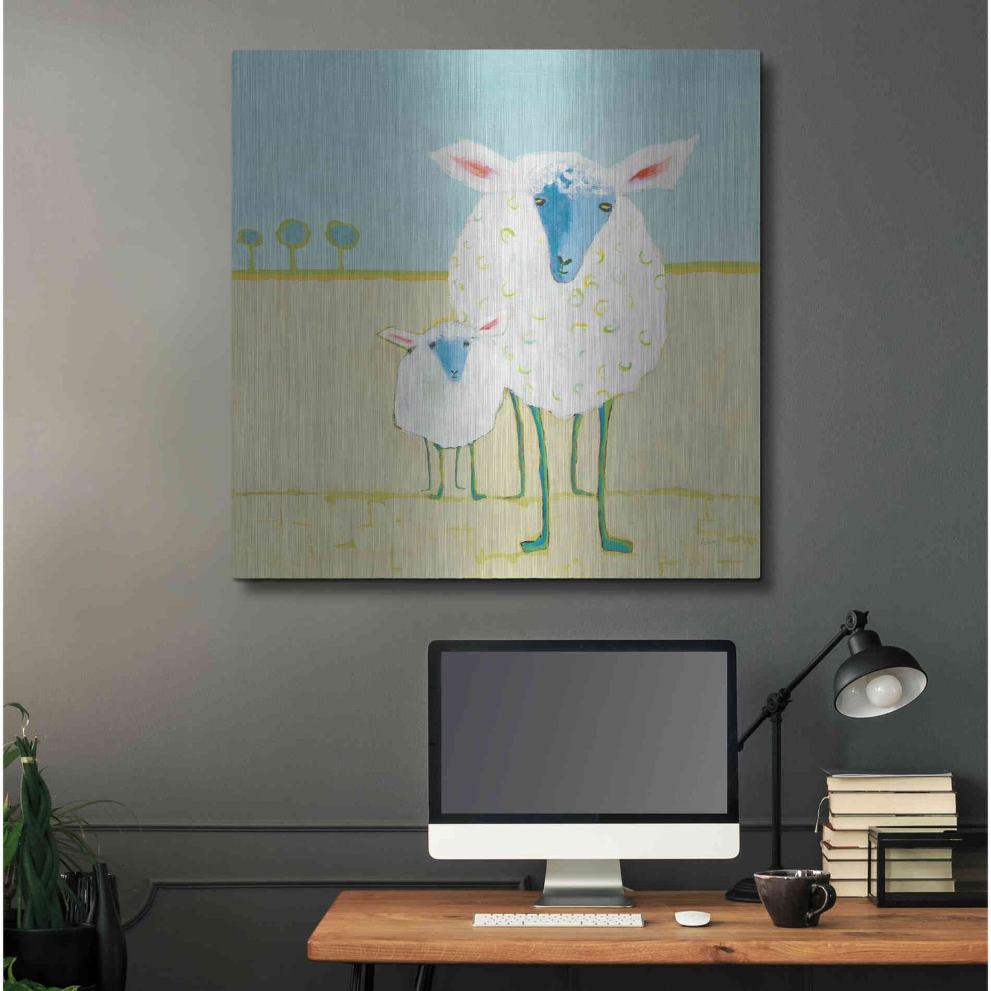 Luxe Metal Art 'Colorful Sheep' by Phyllis Adams, Metal Wall Art,36x36