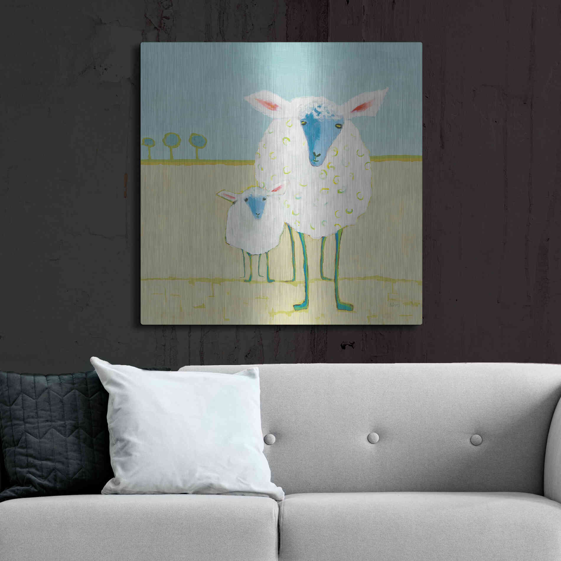 Luxe Metal Art 'Colorful Sheep' by Phyllis Adams, Metal Wall Art,36x36