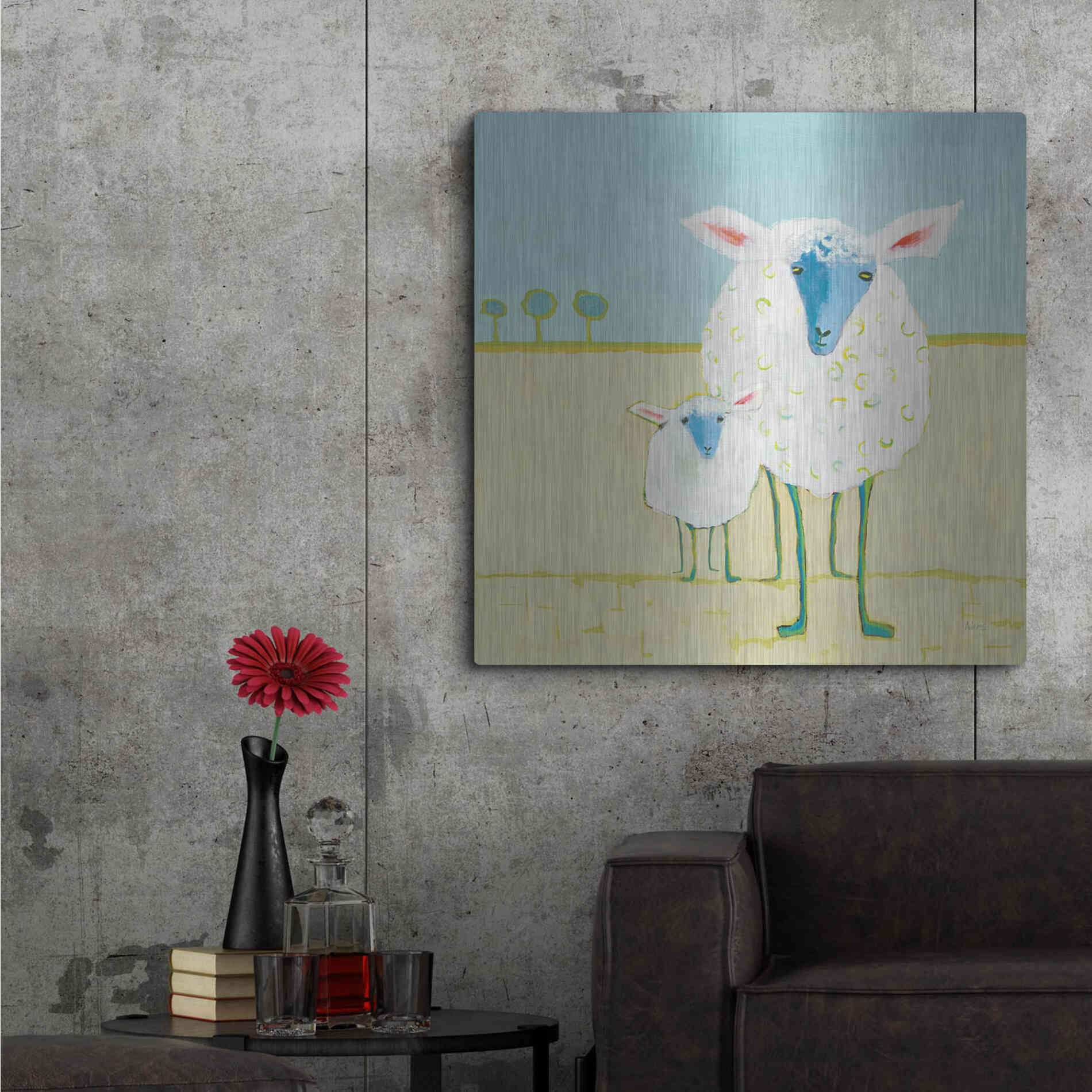 Luxe Metal Art 'Colorful Sheep' by Phyllis Adams, Metal Wall Art,36x36