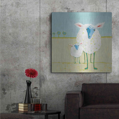 Luxe Metal Art 'Colorful Sheep' by Phyllis Adams, Metal Wall Art,36x36