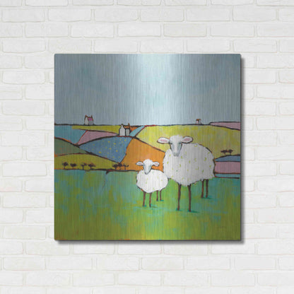 Luxe Metal Art 'Sheep in the Meadow II' by Phyllis Adams, Metal Wall Art,36x36