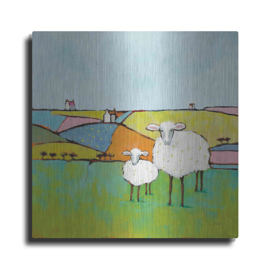 Luxe Metal Art 'Sheep in the Meadow II' by Phyllis Adams, Metal Wall Art
