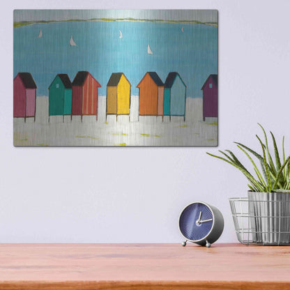 Luxe Metal Art 'Cabanas I' by Phyllis Adams, Metal Wall Art,16x12