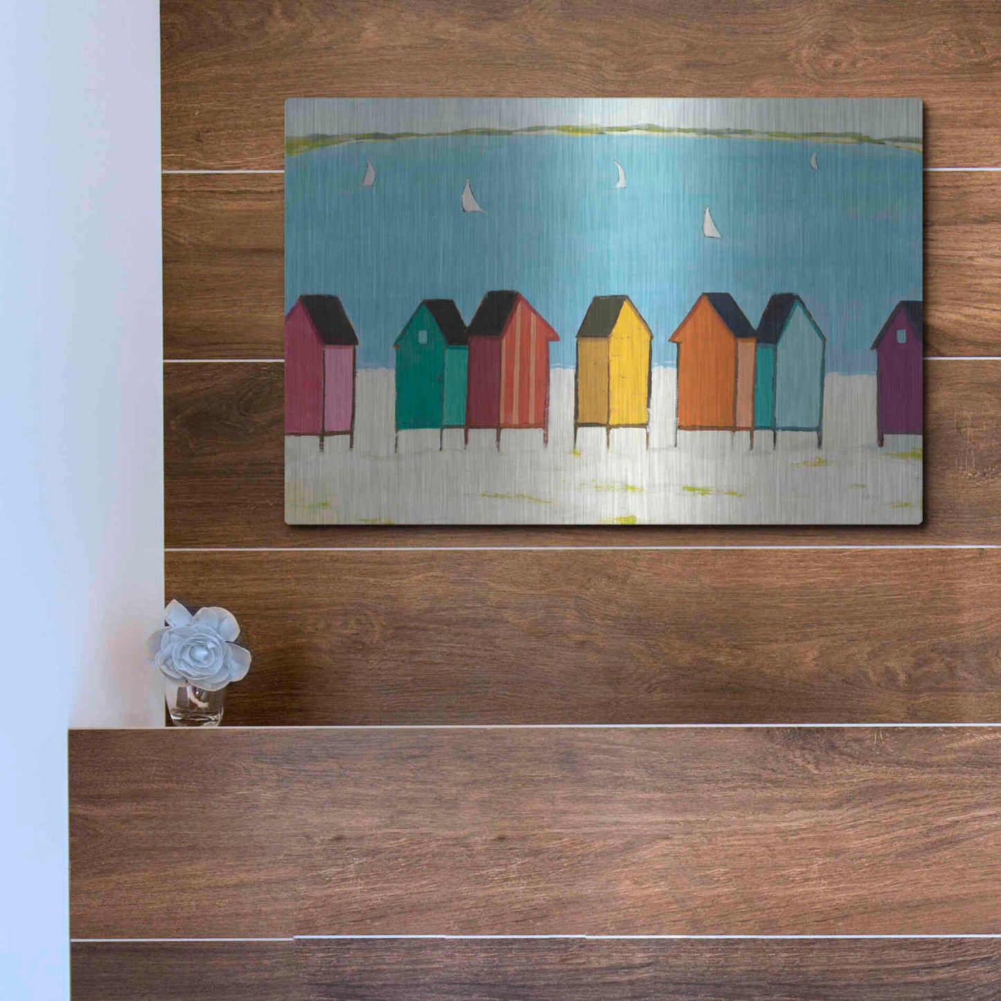 Luxe Metal Art 'Cabanas I' by Phyllis Adams, Metal Wall Art,16x12