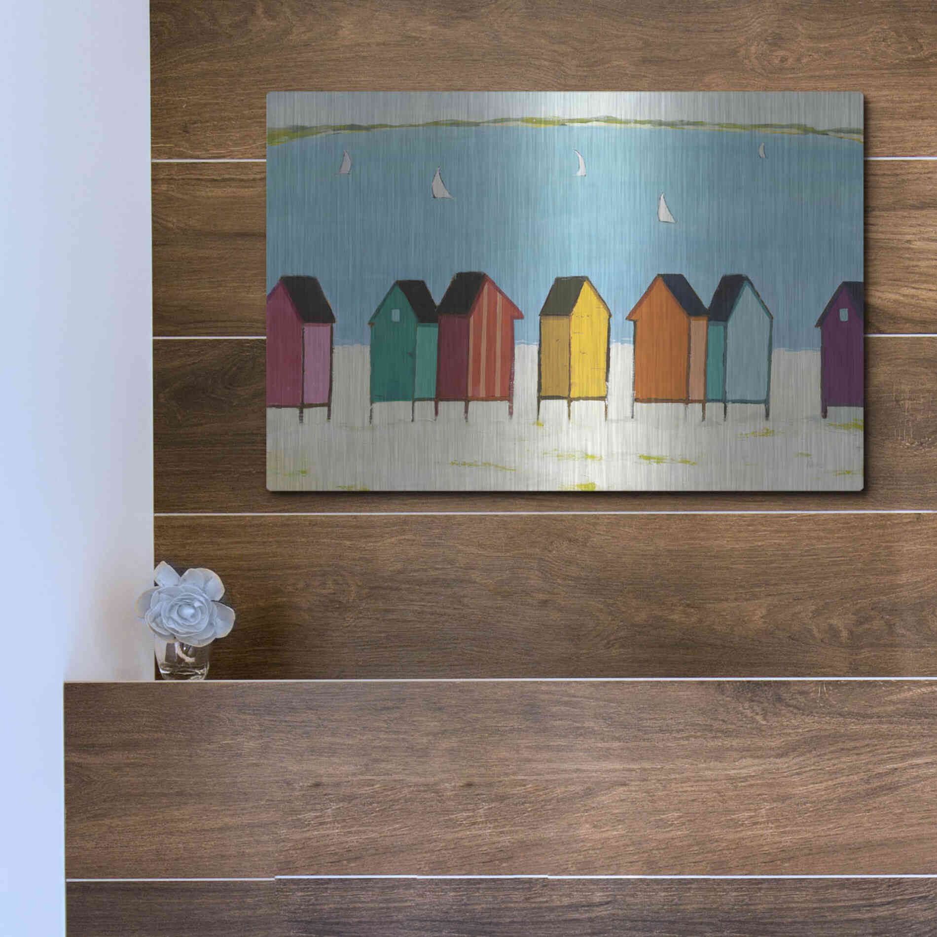 Luxe Metal Art 'Cabanas I' by Phyllis Adams, Metal Wall Art,16x12