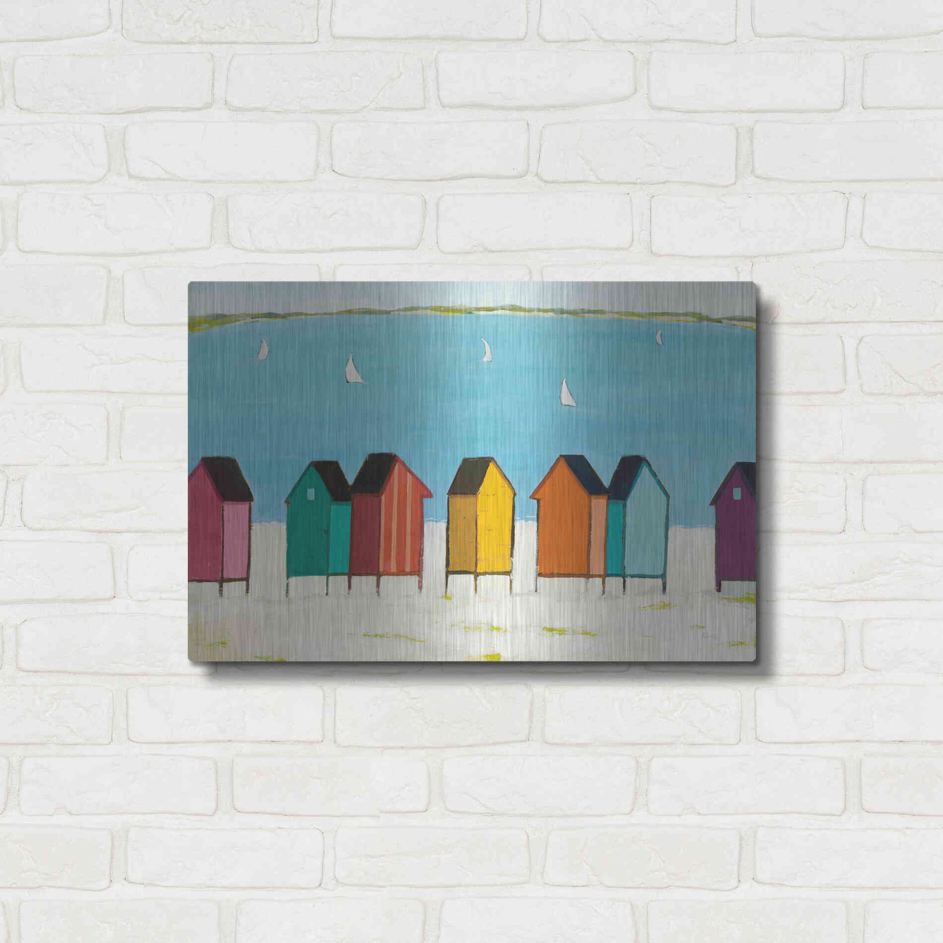 Luxe Metal Art 'Cabanas I' by Phyllis Adams, Metal Wall Art,24x16