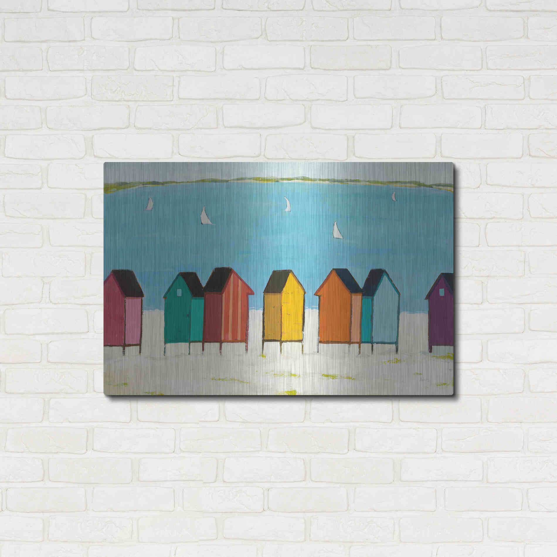 Luxe Metal Art 'Cabanas I' by Phyllis Adams, Metal Wall Art,36x24