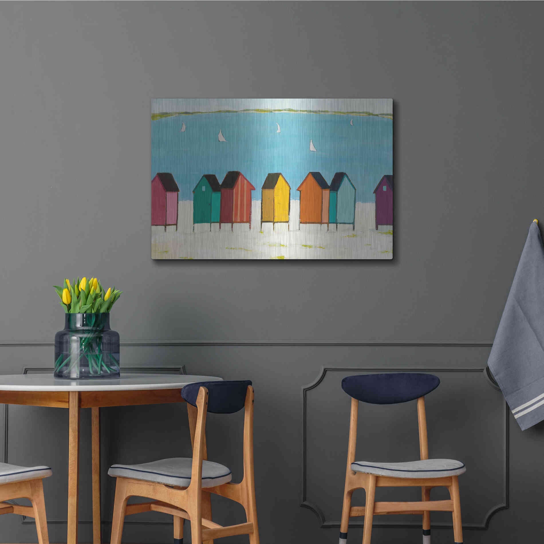 Luxe Metal Art 'Cabanas I' by Phyllis Adams, Metal Wall Art,36x24