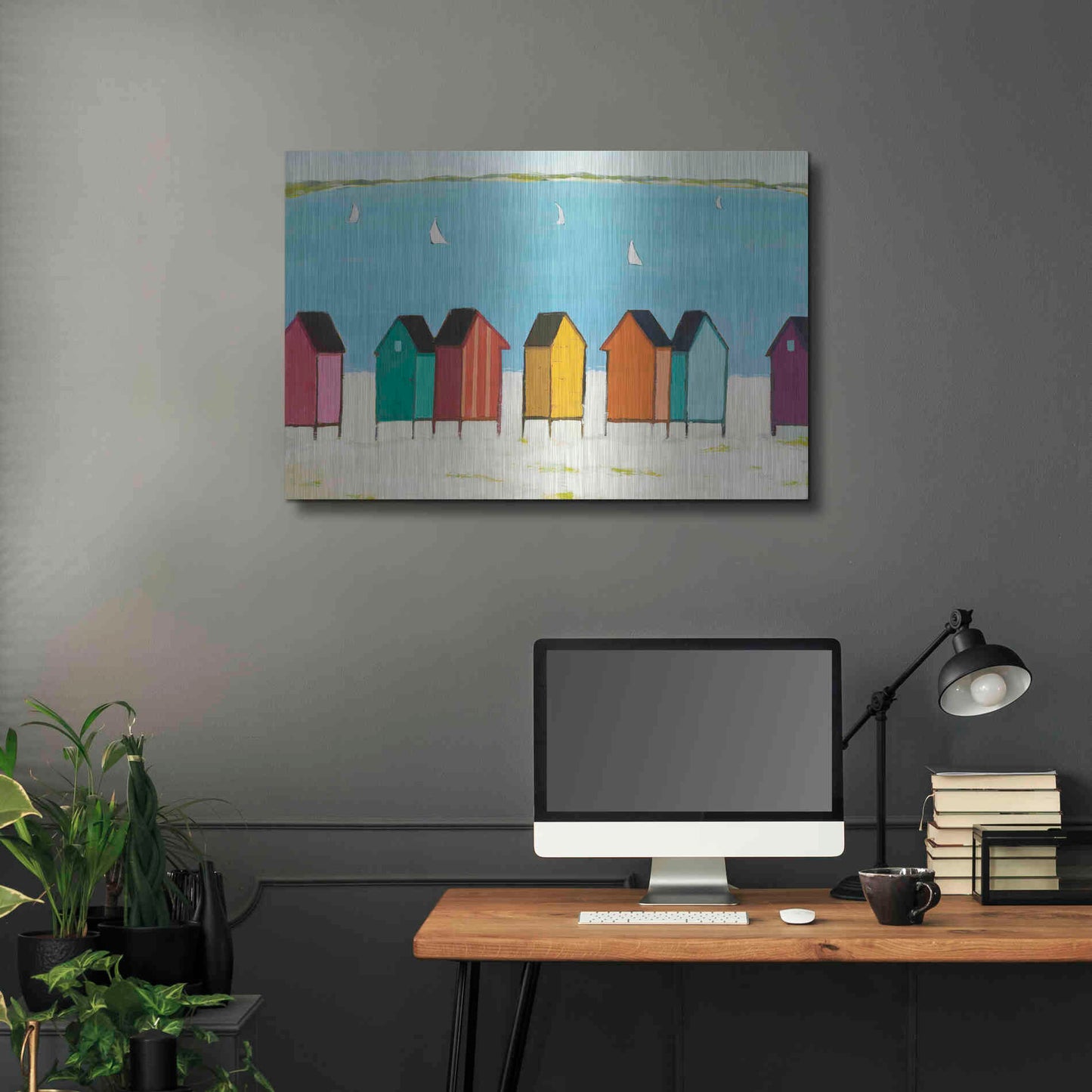 Luxe Metal Art 'Cabanas I' by Phyllis Adams, Metal Wall Art,36x24