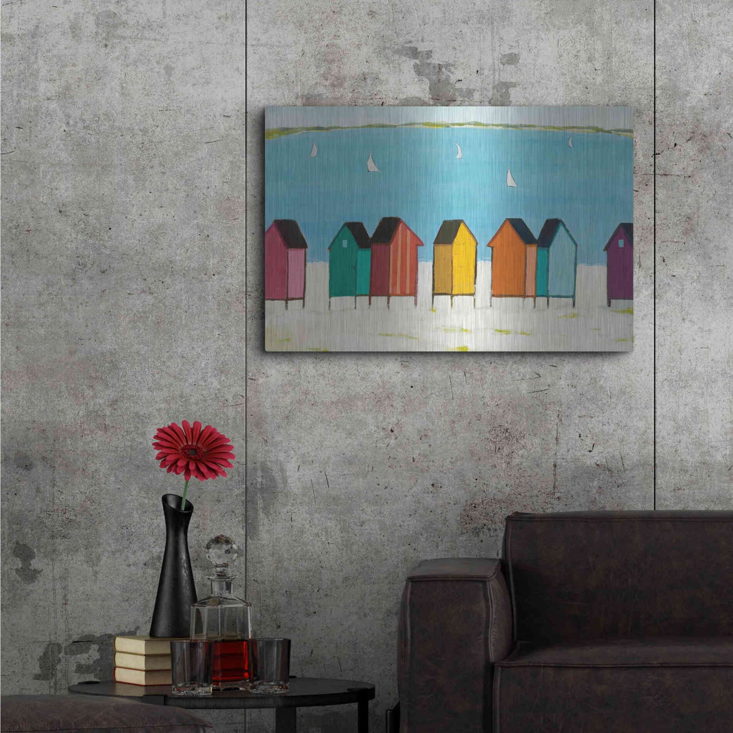 Luxe Metal Art 'Cabanas I' by Phyllis Adams, Metal Wall Art,36x24