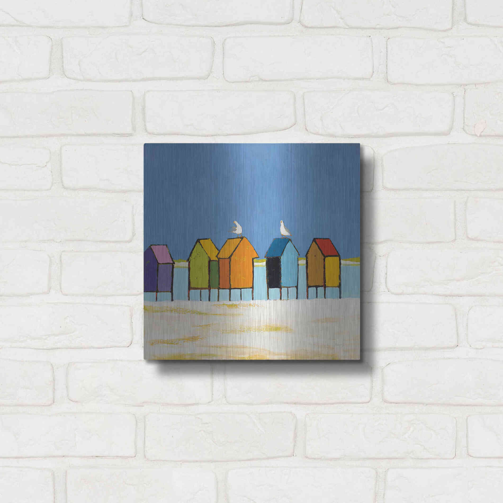 Luxe Metal Art 'Cabanas II' by Phyllis Adams, Metal Wall Art,12x12