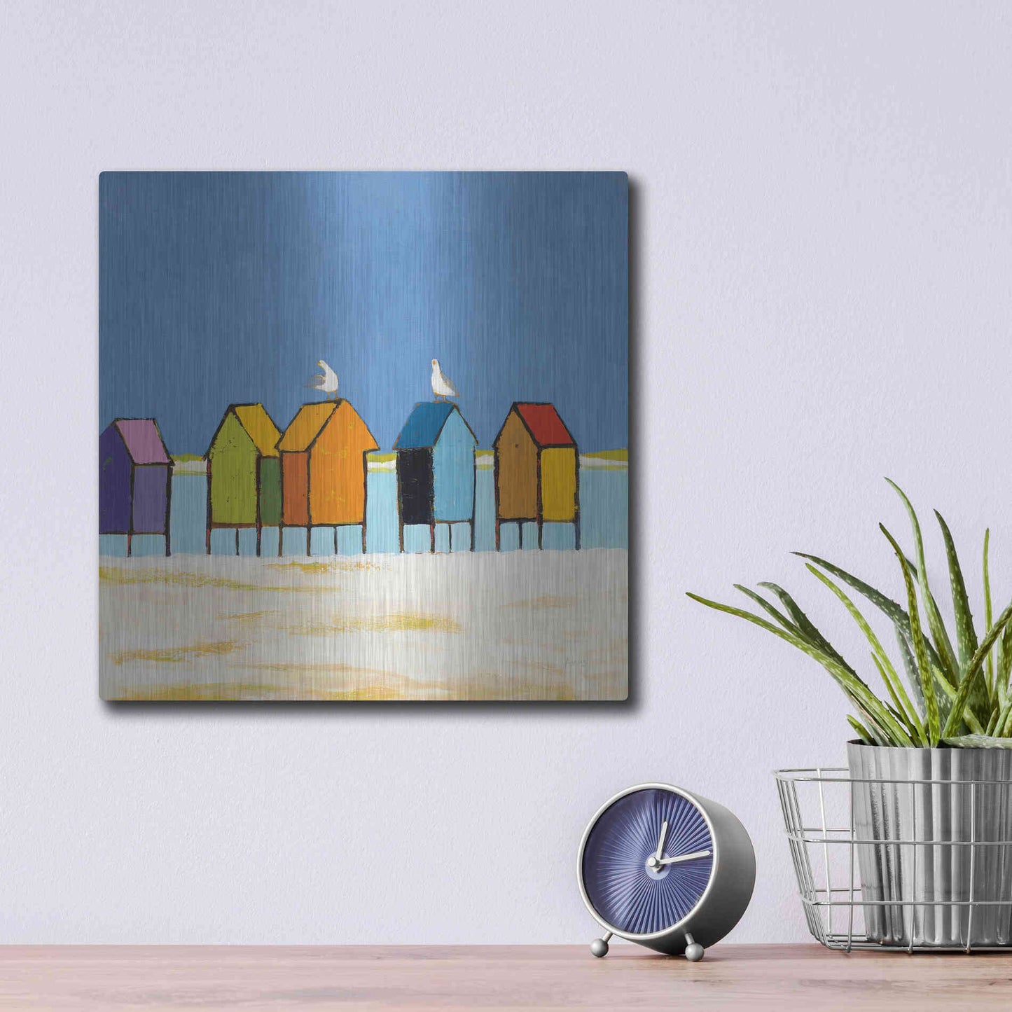 Luxe Metal Art 'Cabanas II' by Phyllis Adams, Metal Wall Art,12x12