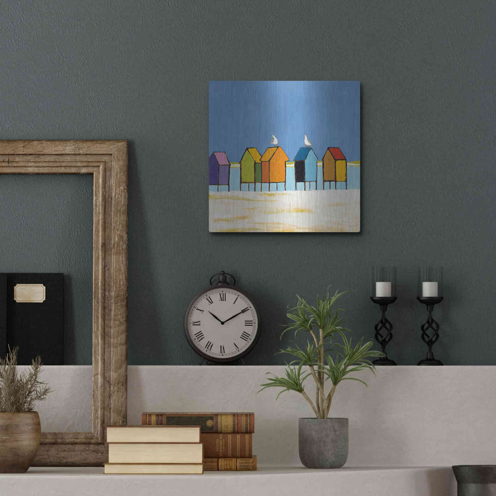 Luxe Metal Art 'Cabanas II' by Phyllis Adams, Metal Wall Art,12x12