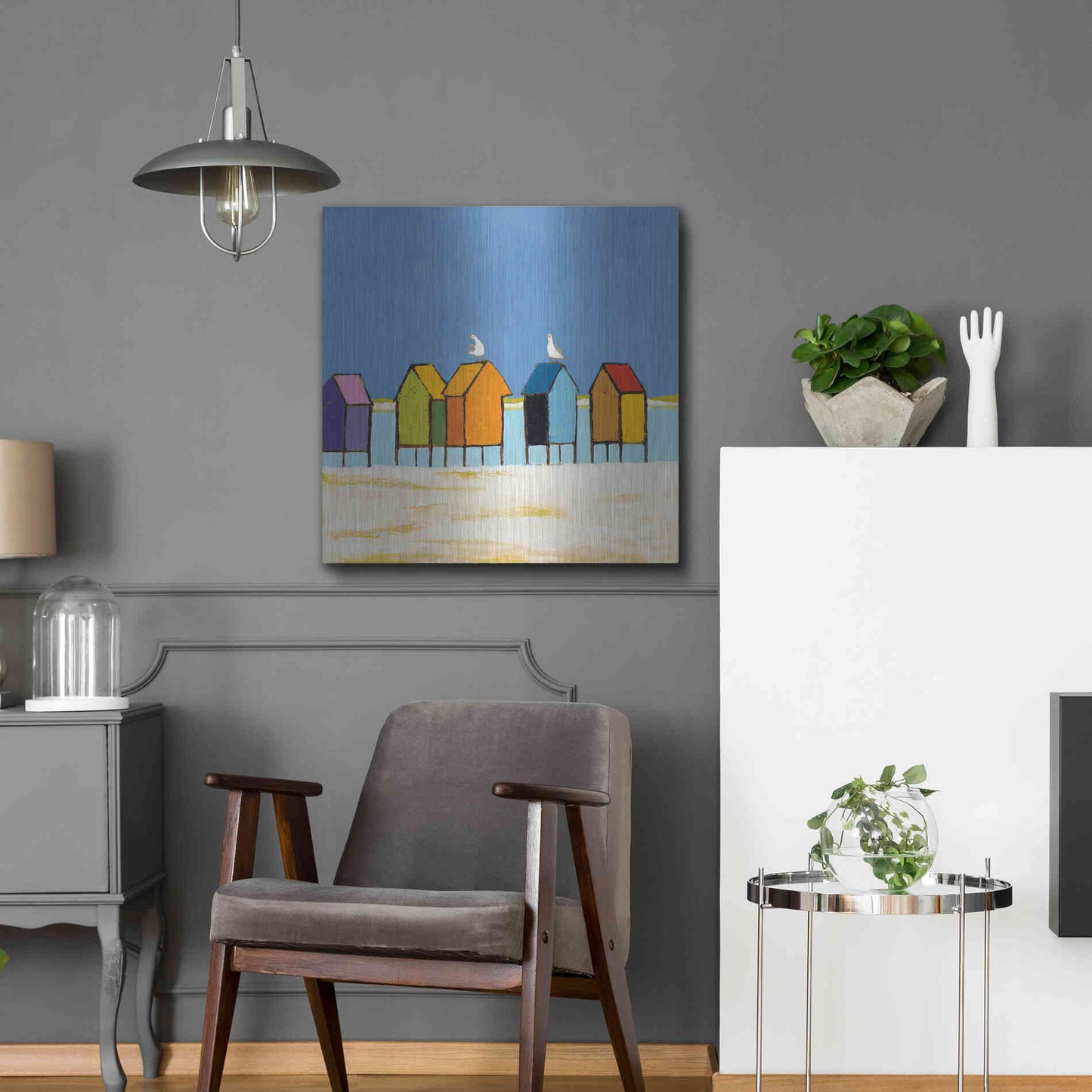 Luxe Metal Art 'Cabanas II' by Phyllis Adams, Metal Wall Art,24x24