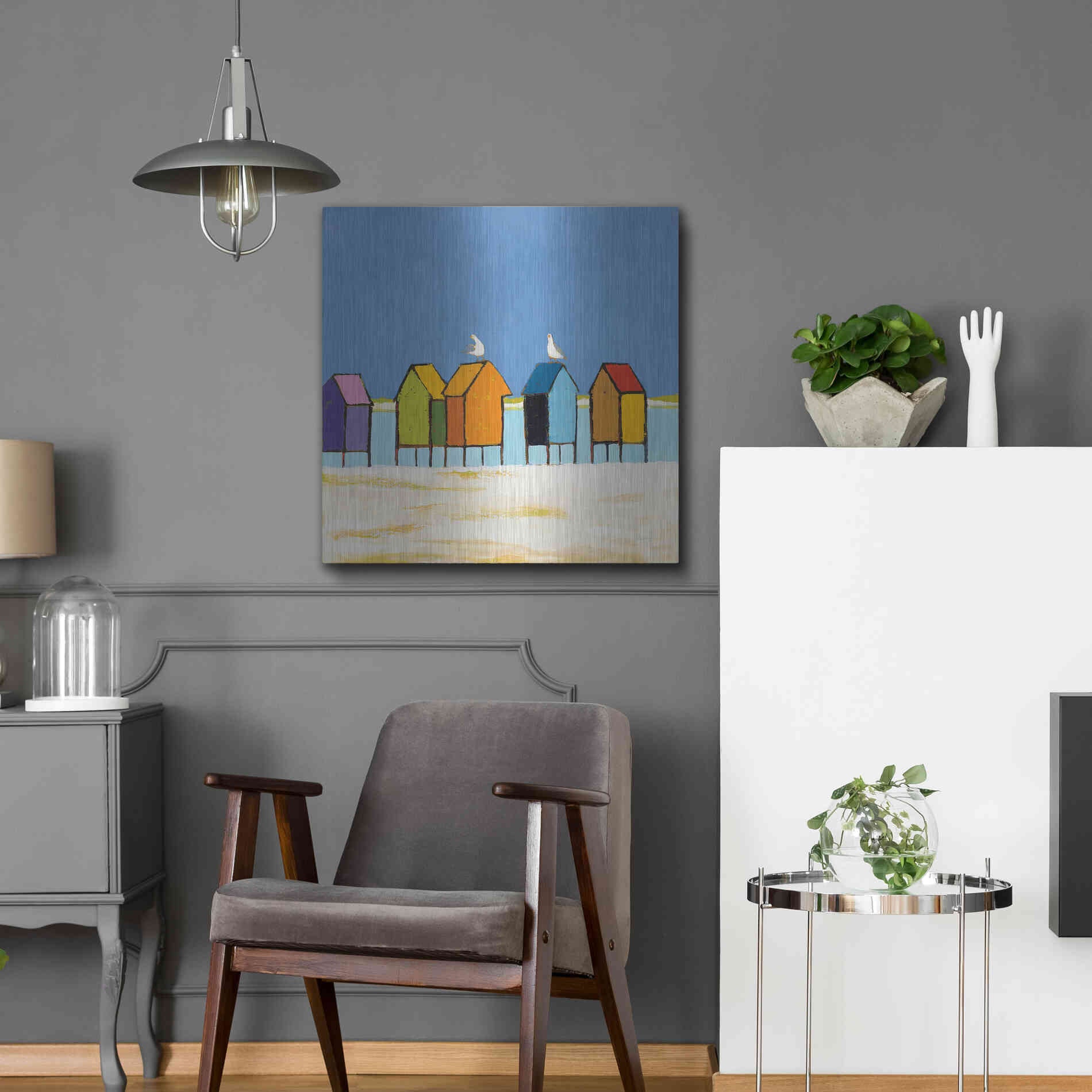 Luxe Metal Art 'Cabanas II' by Phyllis Adams, Metal Wall Art,24x24