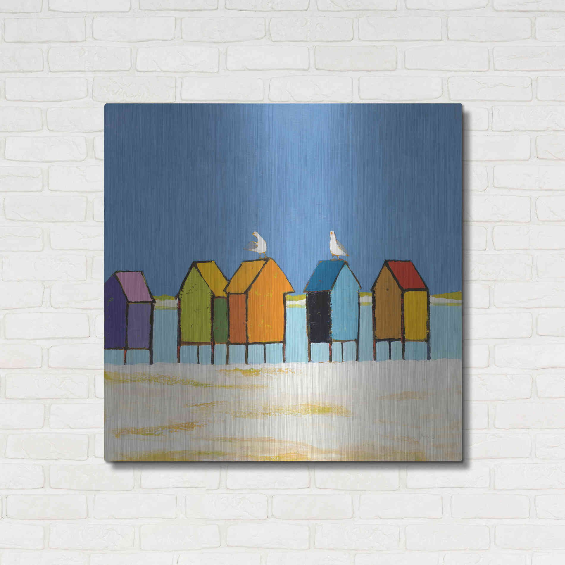 Luxe Metal Art 'Cabanas II' by Phyllis Adams, Metal Wall Art,36x36