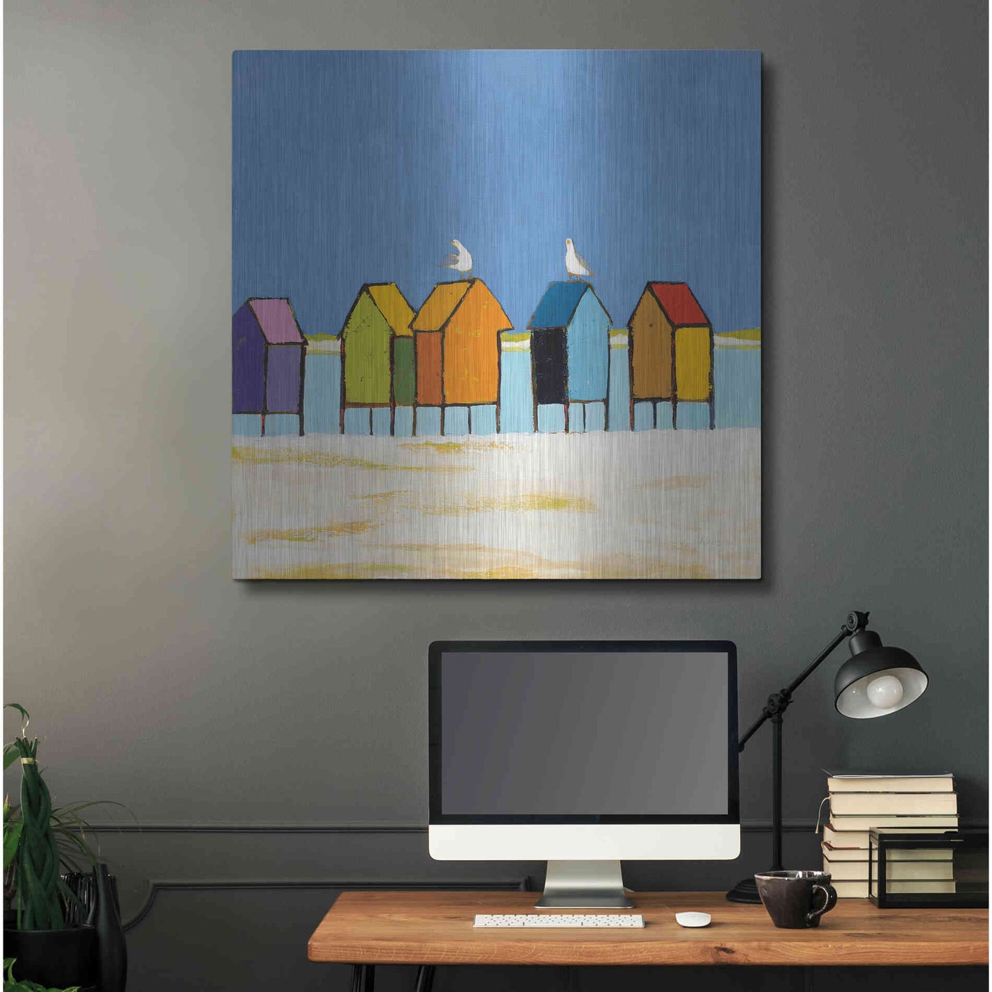 Luxe Metal Art 'Cabanas II' by Phyllis Adams, Metal Wall Art,36x36