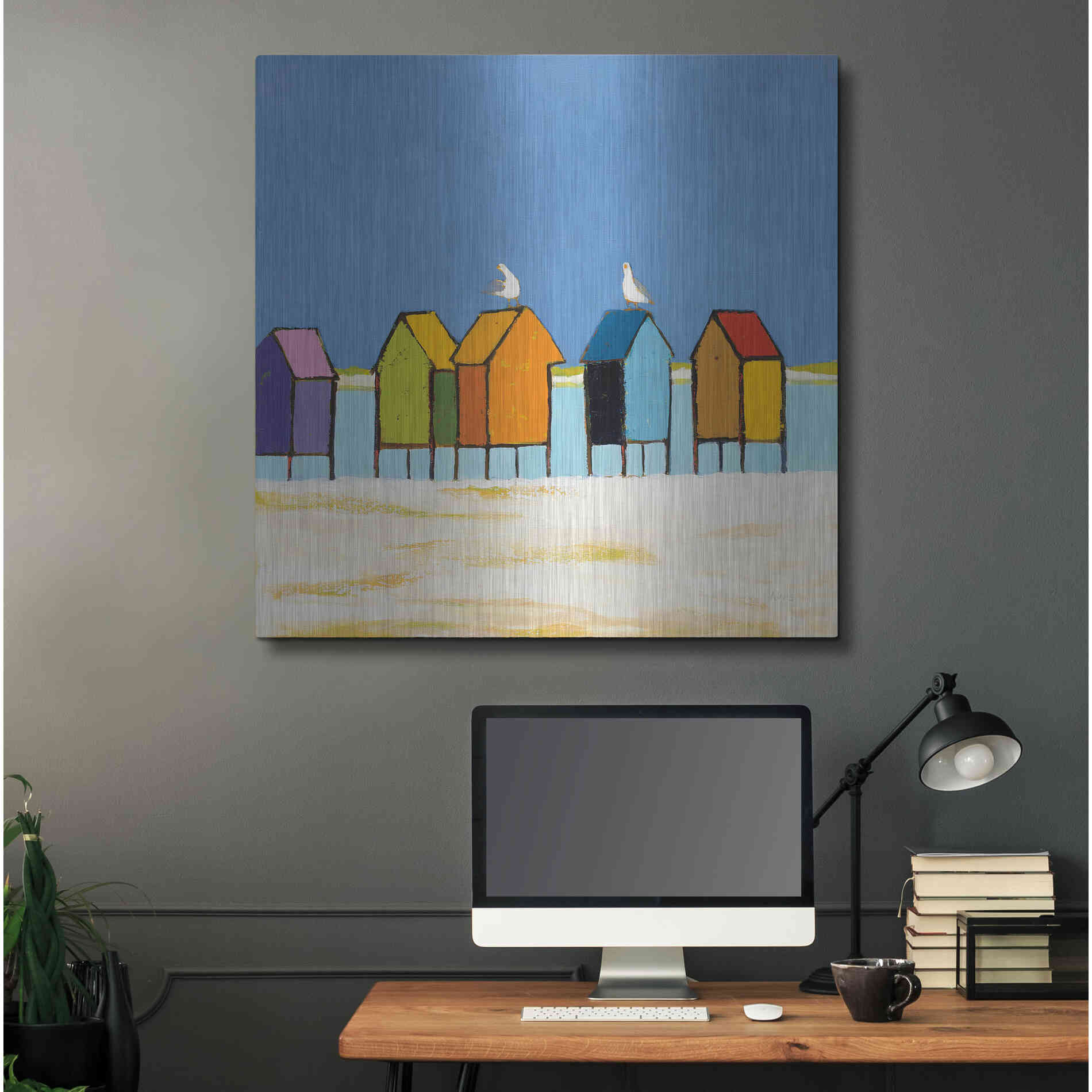 Luxe Metal Art 'Cabanas II' by Phyllis Adams, Metal Wall Art,36x36