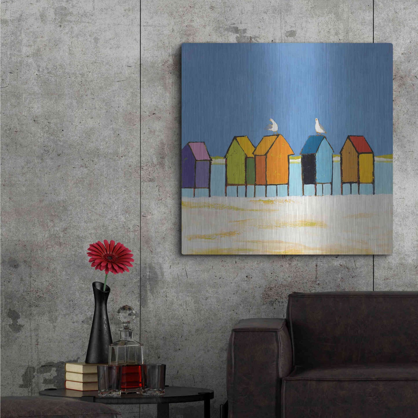 Luxe Metal Art 'Cabanas II' by Phyllis Adams, Metal Wall Art,36x36