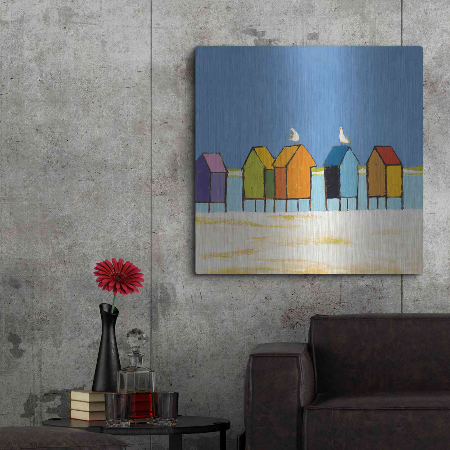 Luxe Metal Art 'Cabanas II' by Phyllis Adams, Metal Wall Art,36x36