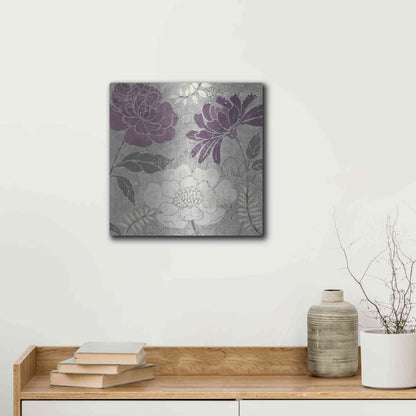 Luxe Metal Art 'Morning Tones Purple II' by Daphne Brissonet, Metal Wall Art,12x12