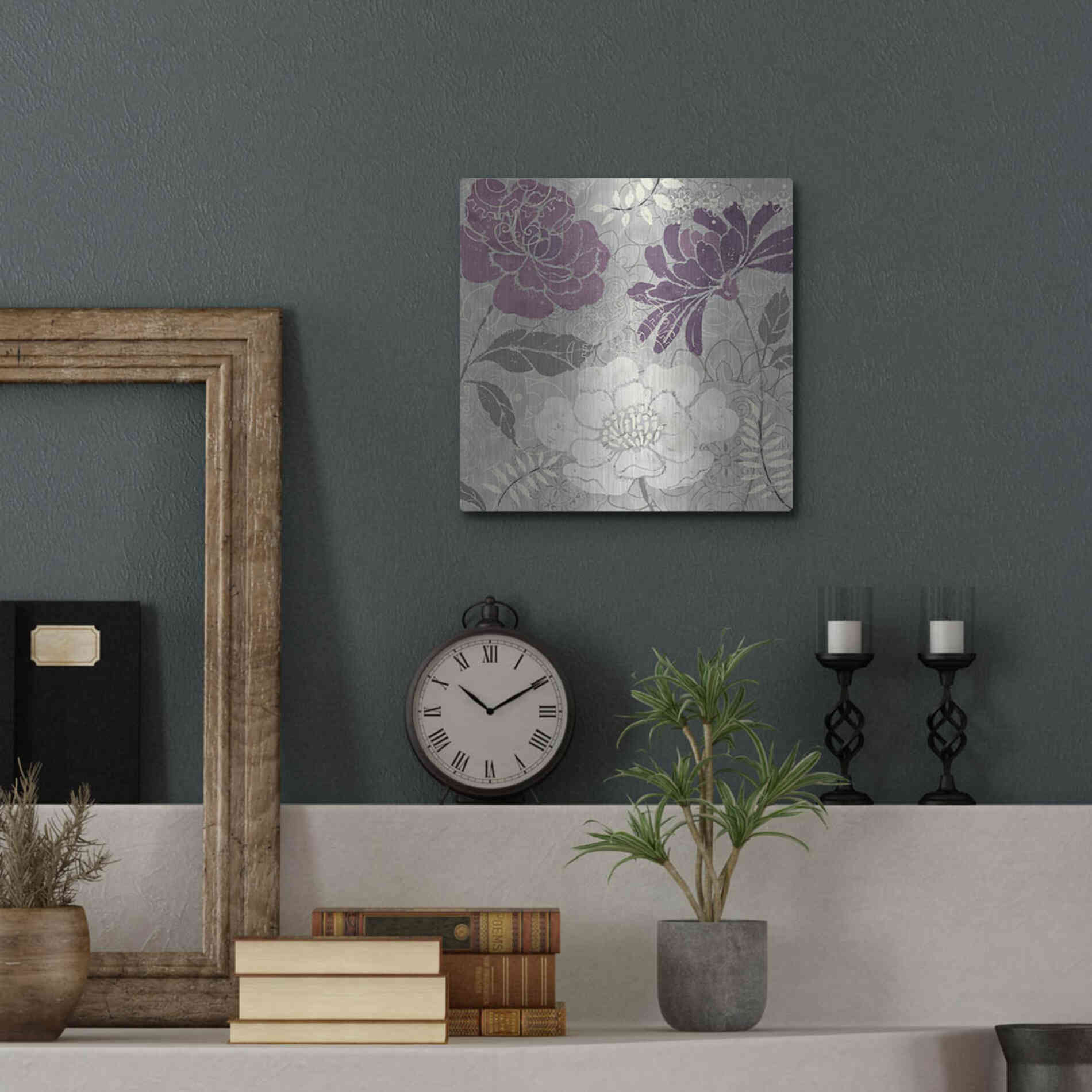 Luxe Metal Art 'Morning Tones Purple II' by Daphne Brissonet, Metal Wall Art,12x12