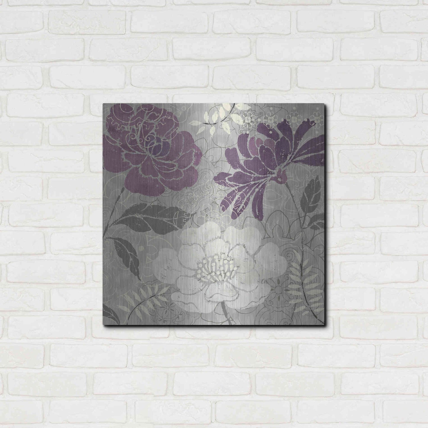 Luxe Metal Art 'Morning Tones Purple II' by Daphne Brissonet, Metal Wall Art,24x24