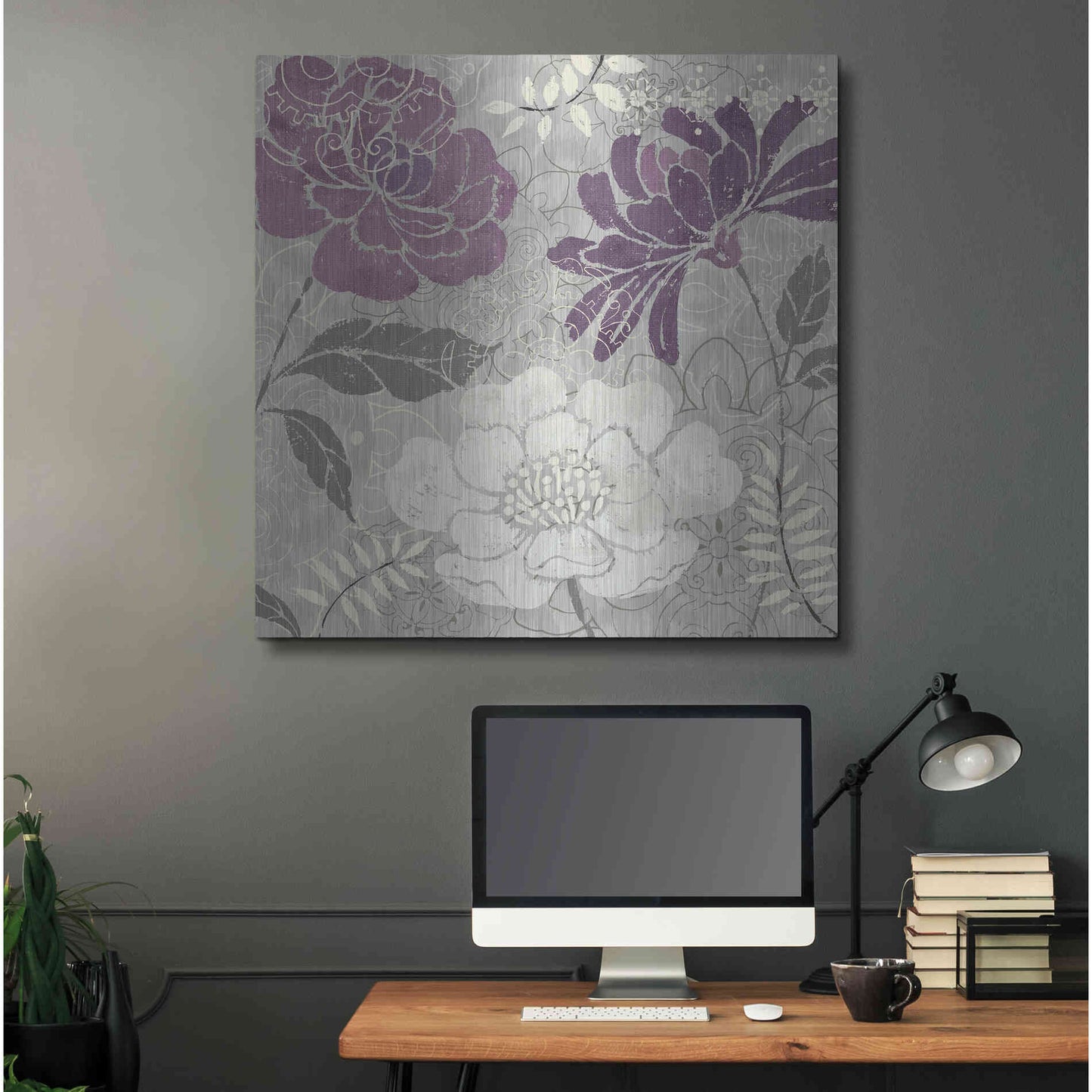 Luxe Metal Art 'Morning Tones Purple II' by Daphne Brissonet, Metal Wall Art,36x36