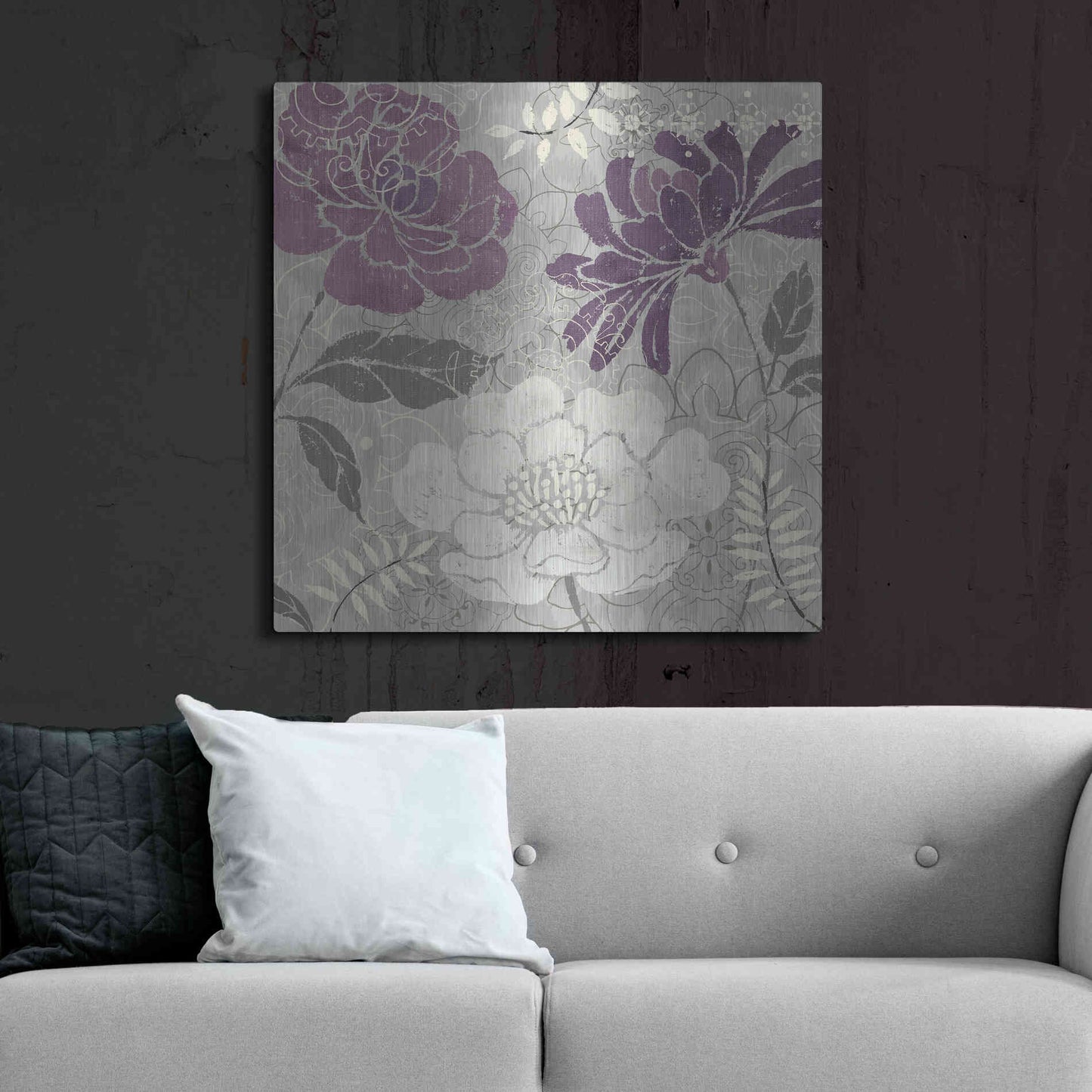 Luxe Metal Art 'Morning Tones Purple II' by Daphne Brissonet, Metal Wall Art,36x36