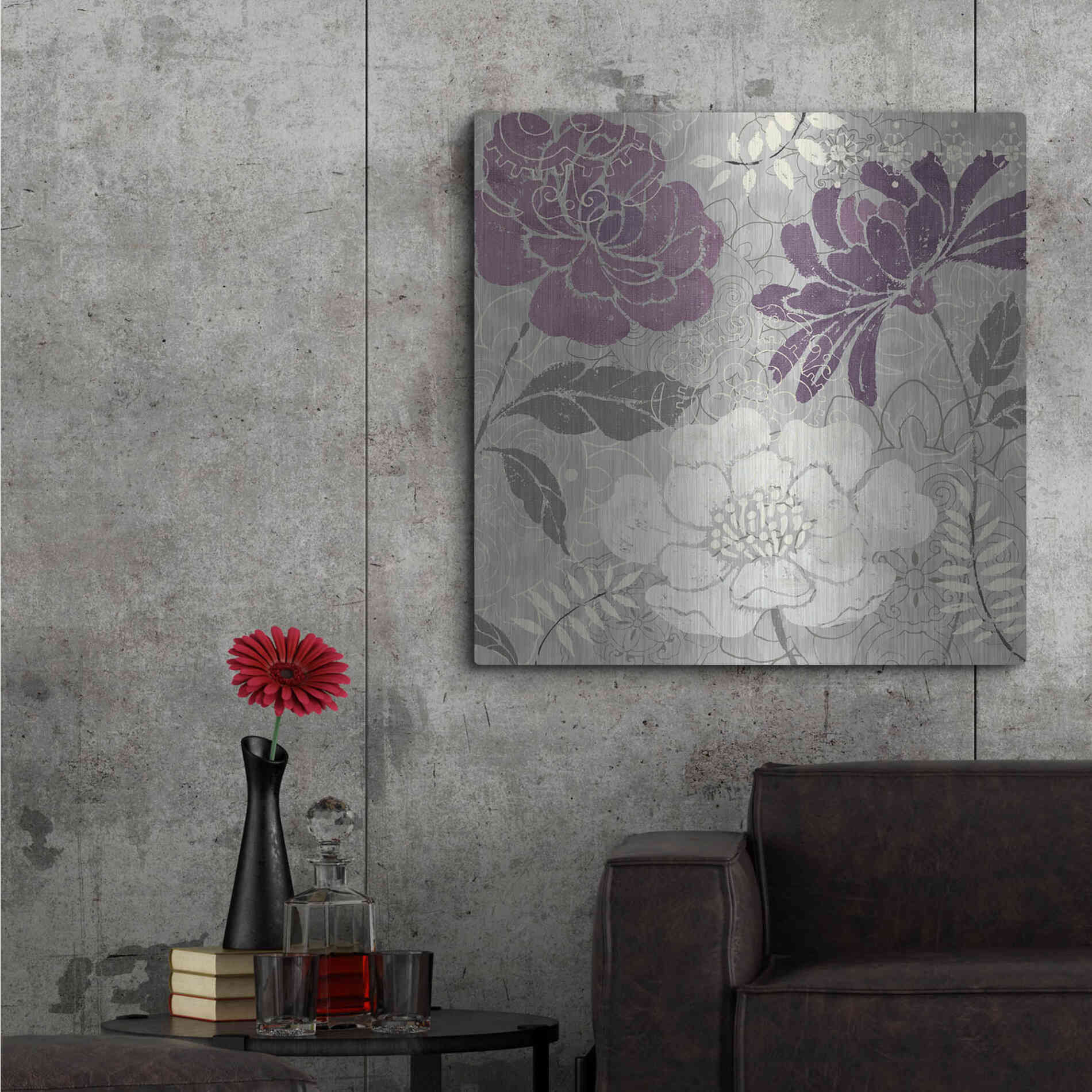 Luxe Metal Art 'Morning Tones Purple II' by Daphne Brissonet, Metal Wall Art,36x36