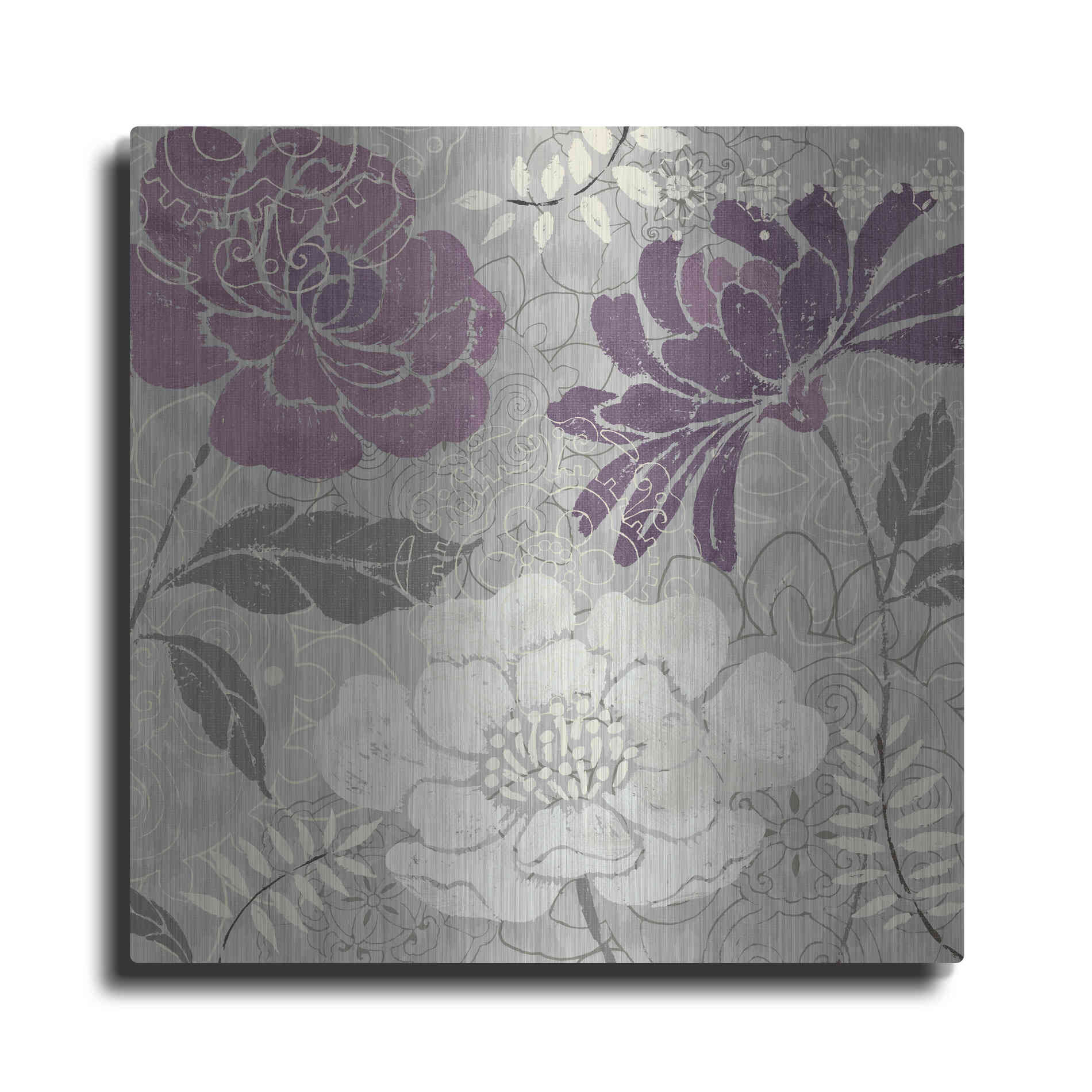 Luxe Metal Art 'Morning Tones Purple II' by Daphne Brissonet, Metal Wall Art