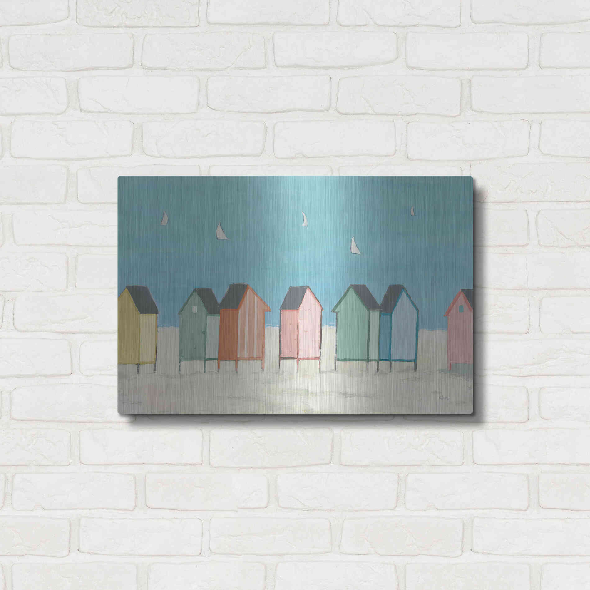 Luxe Metal Art 'Cabanas I Pastel' by Phyllis Adams, Metal Wall Art,24x16