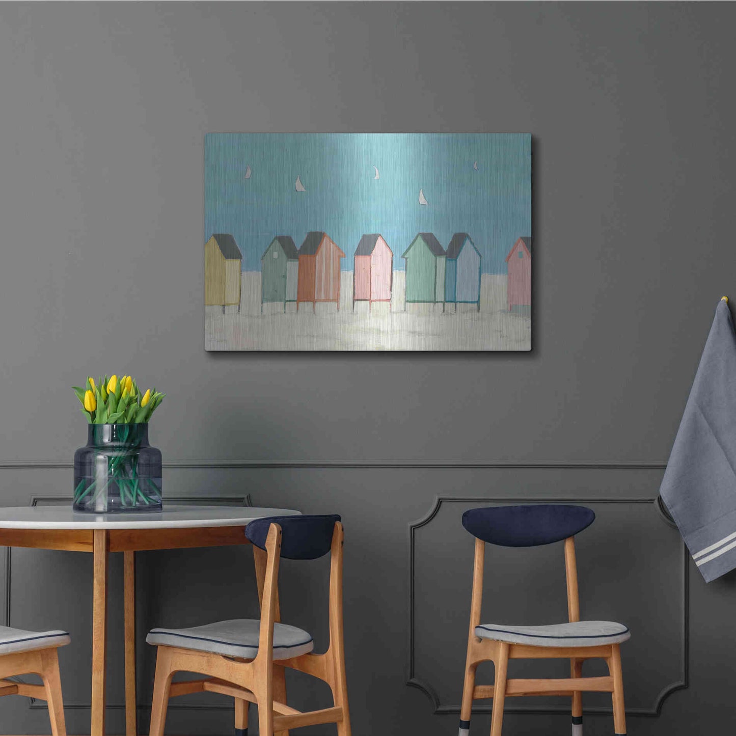 Luxe Metal Art 'Cabanas I Pastel' by Phyllis Adams, Metal Wall Art,36x24