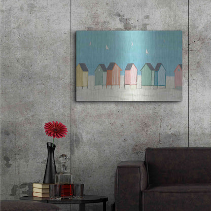 Luxe Metal Art 'Cabanas I Pastel' by Phyllis Adams, Metal Wall Art,36x24