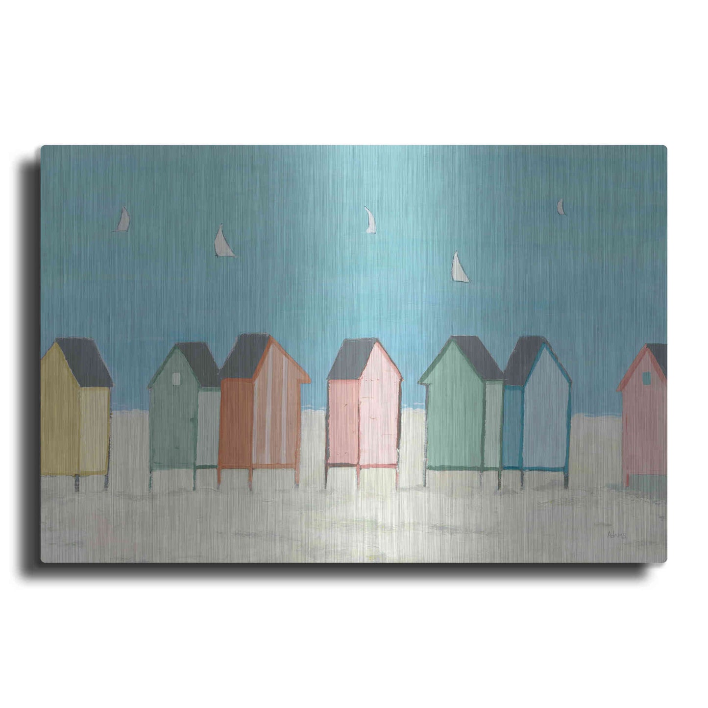 Luxe Metal Art 'Cabanas I Pastel' by Phyllis Adams, Metal Wall Art