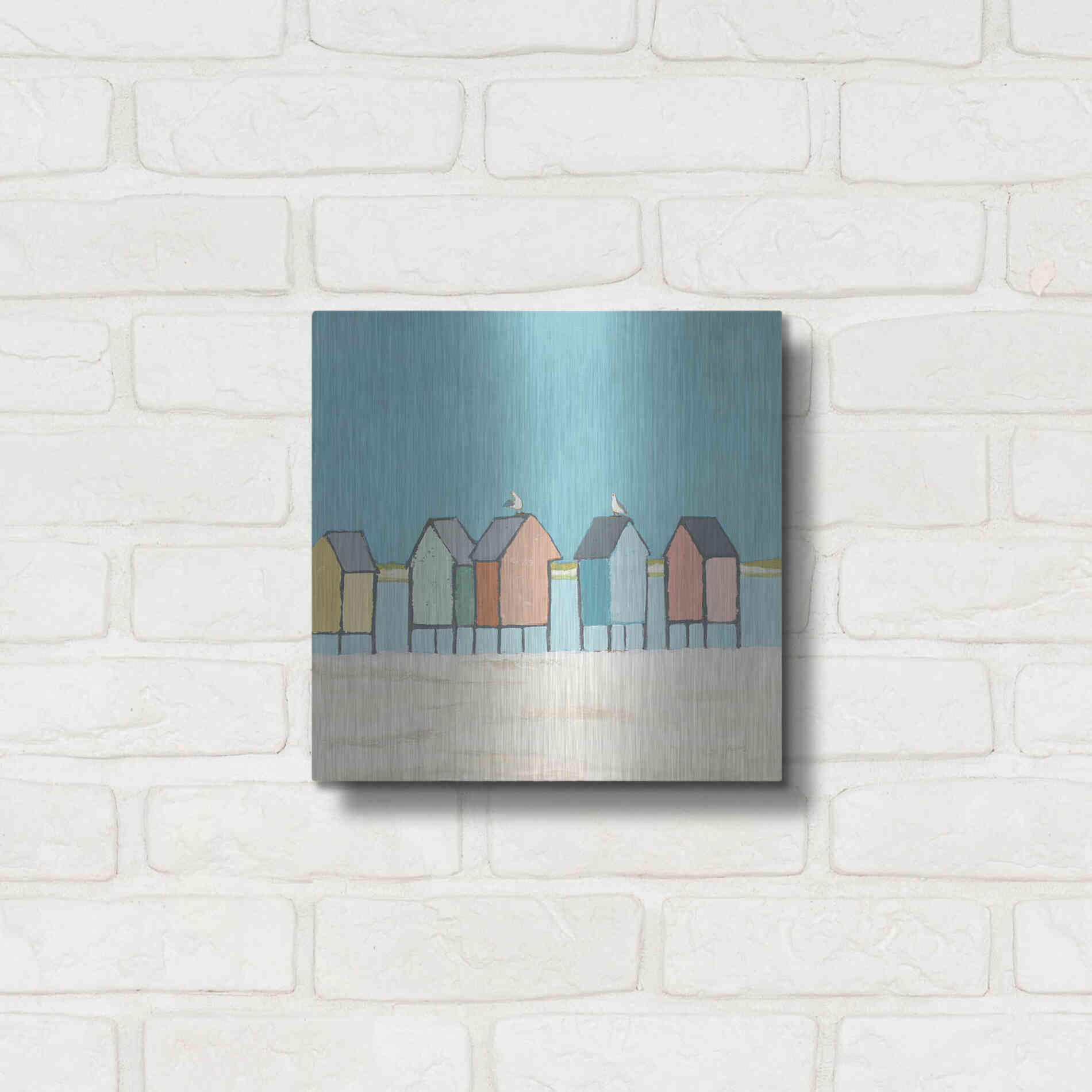 Luxe Metal Art 'Cabanas II Pastel' by Phyllis Adams, Metal Wall Art,12x12