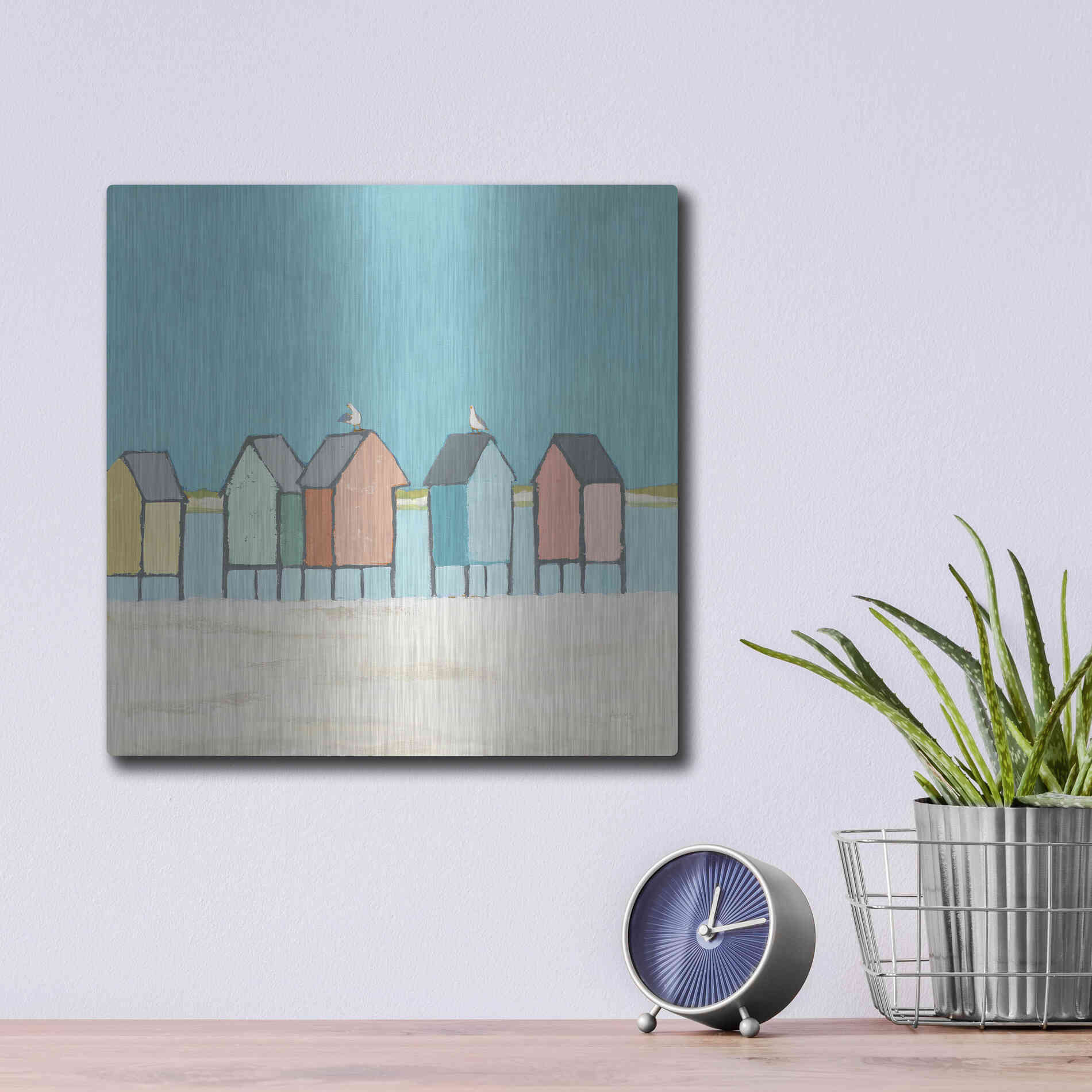 Luxe Metal Art 'Cabanas II Pastel' by Phyllis Adams, Metal Wall Art,12x12