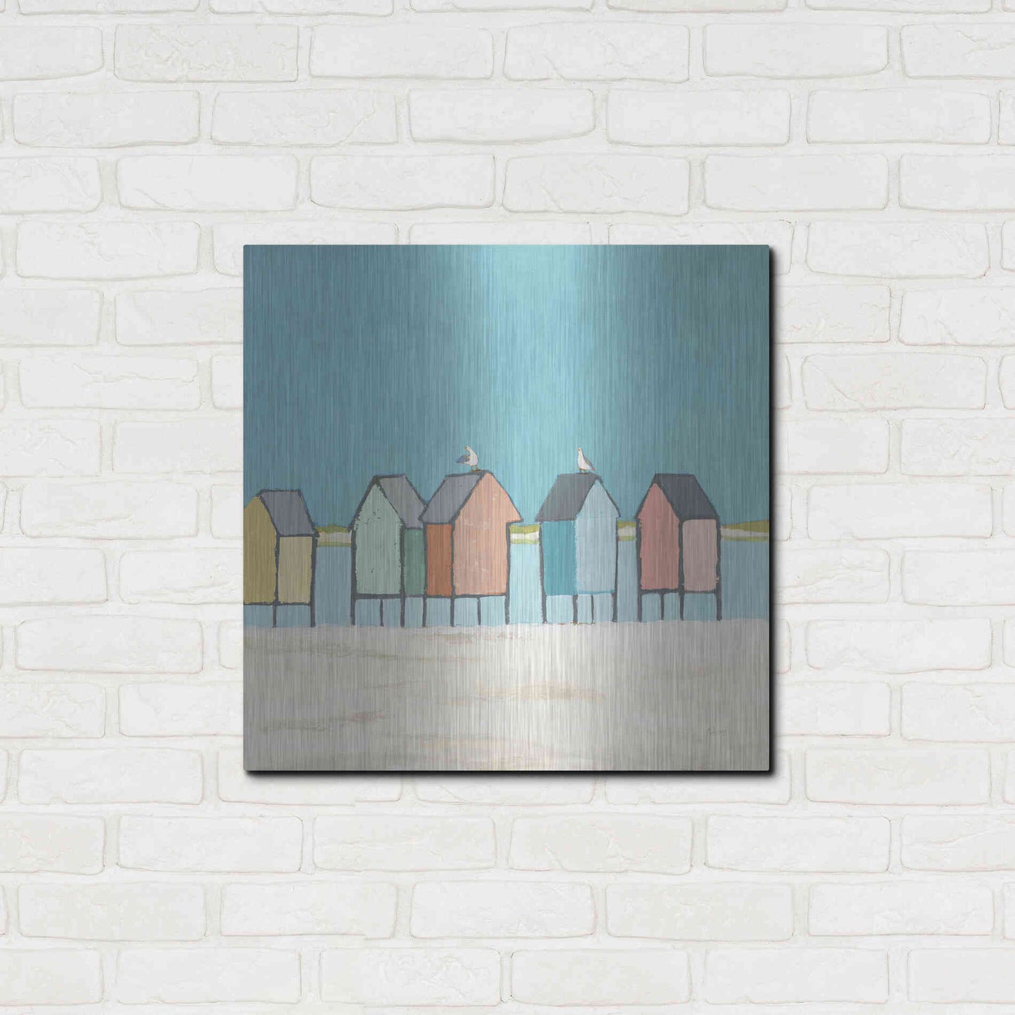 Luxe Metal Art 'Cabanas II Pastel' by Phyllis Adams, Metal Wall Art,24x24