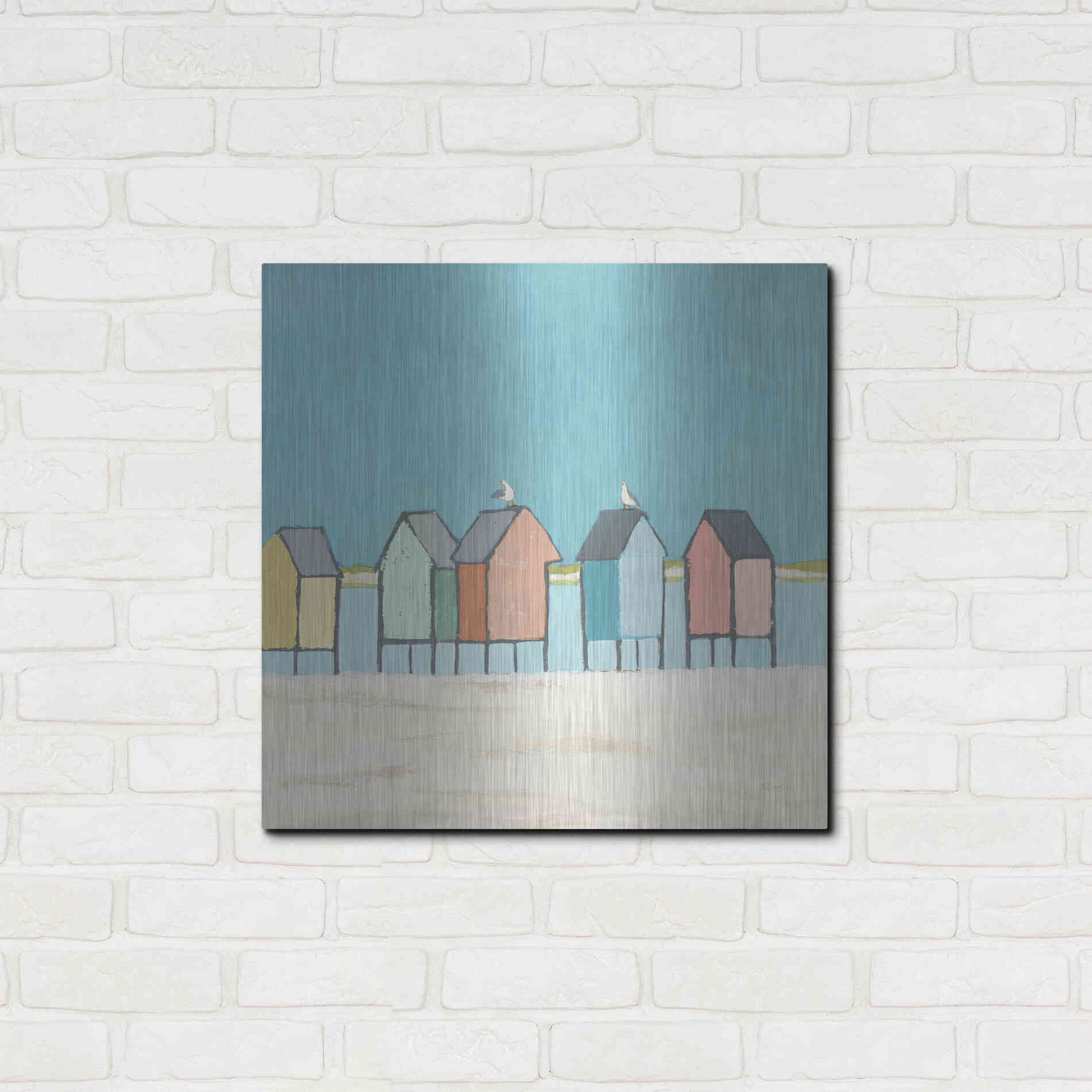 Luxe Metal Art 'Cabanas II Pastel' by Phyllis Adams, Metal Wall Art,24x24