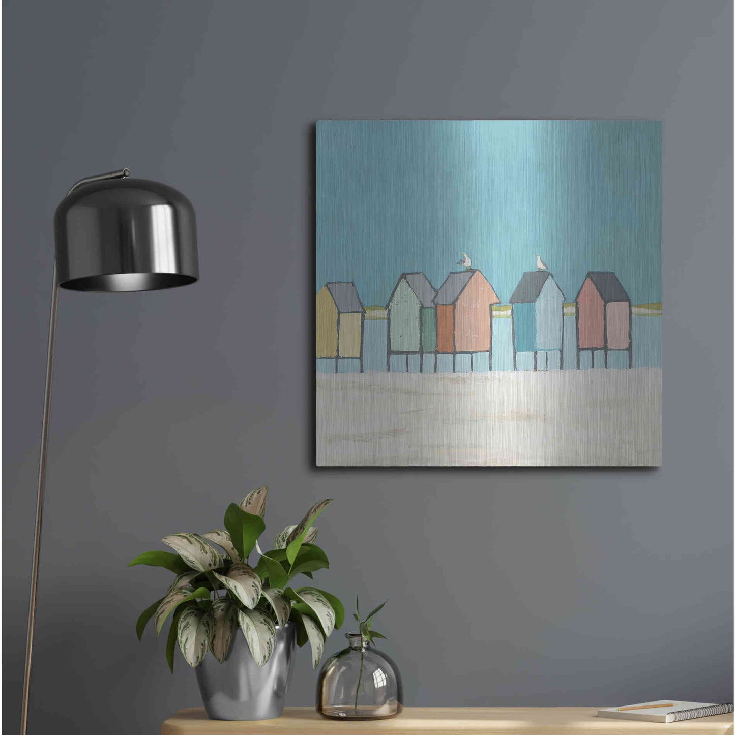 Luxe Metal Art 'Cabanas II Pastel' by Phyllis Adams, Metal Wall Art,24x24