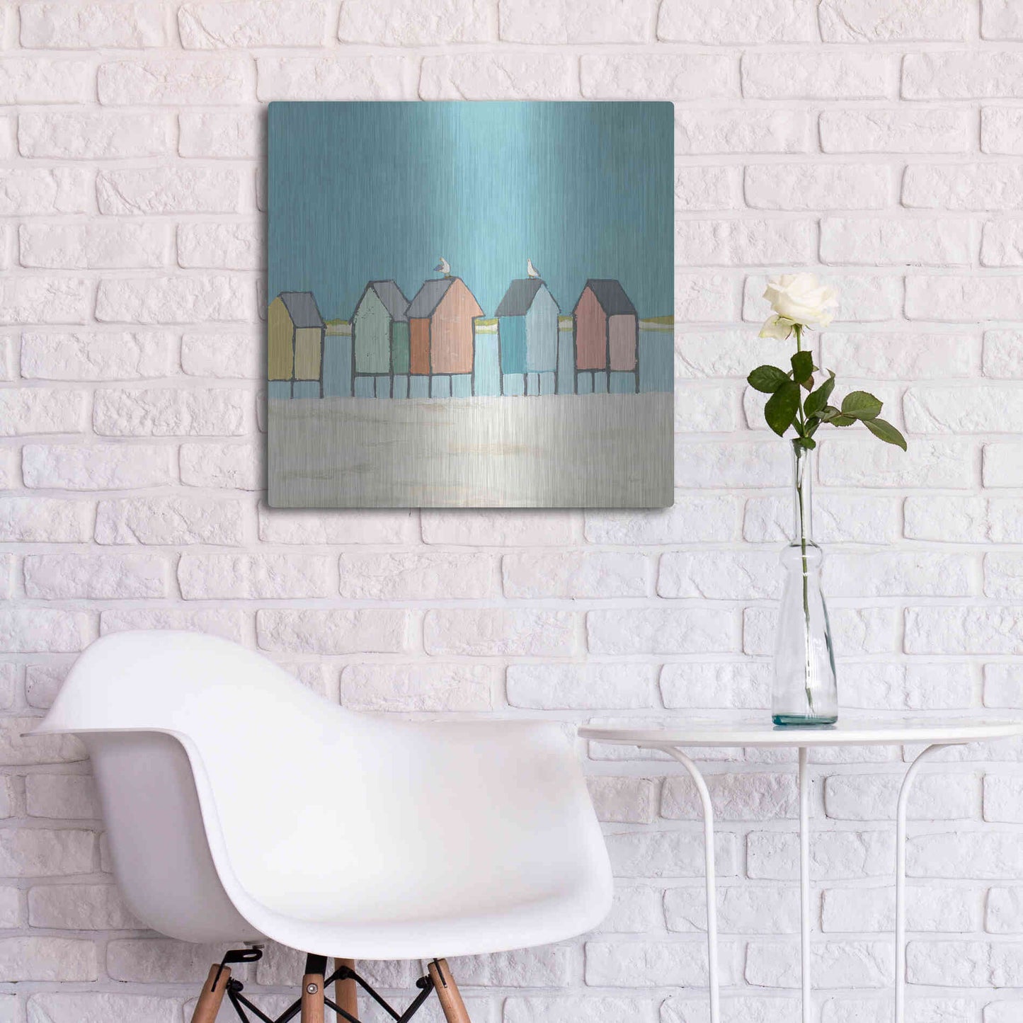 Luxe Metal Art 'Cabanas II Pastel' by Phyllis Adams, Metal Wall Art,24x24