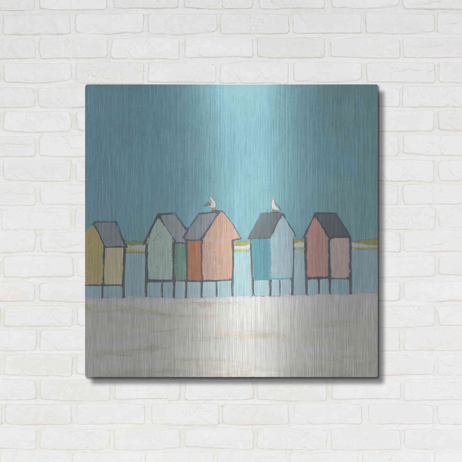 Luxe Metal Art 'Cabanas II Pastel' by Phyllis Adams, Metal Wall Art,36x36