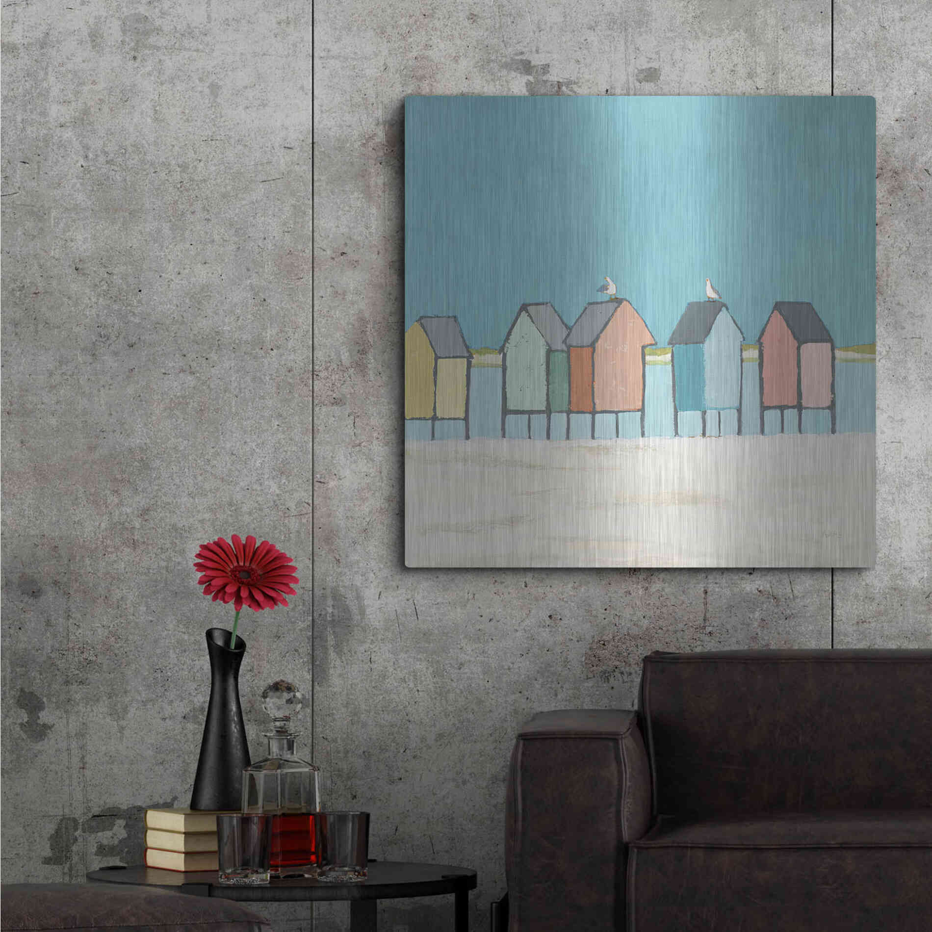 Luxe Metal Art 'Cabanas II Pastel' by Phyllis Adams, Metal Wall Art,36x36
