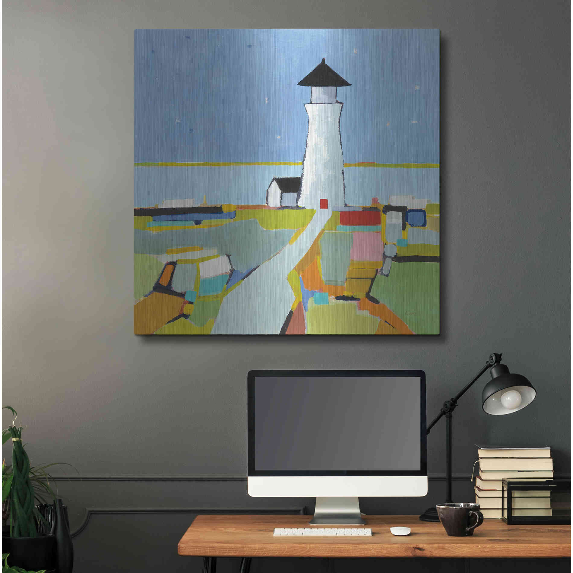 Luxe Metal Art 'To the Lighthouse' by Phyllis Adams, Metal Wall Art,36x36