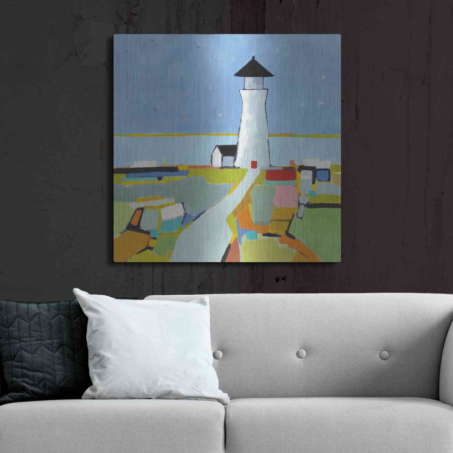 Luxe Metal Art 'To the Lighthouse' by Phyllis Adams, Metal Wall Art,36x36